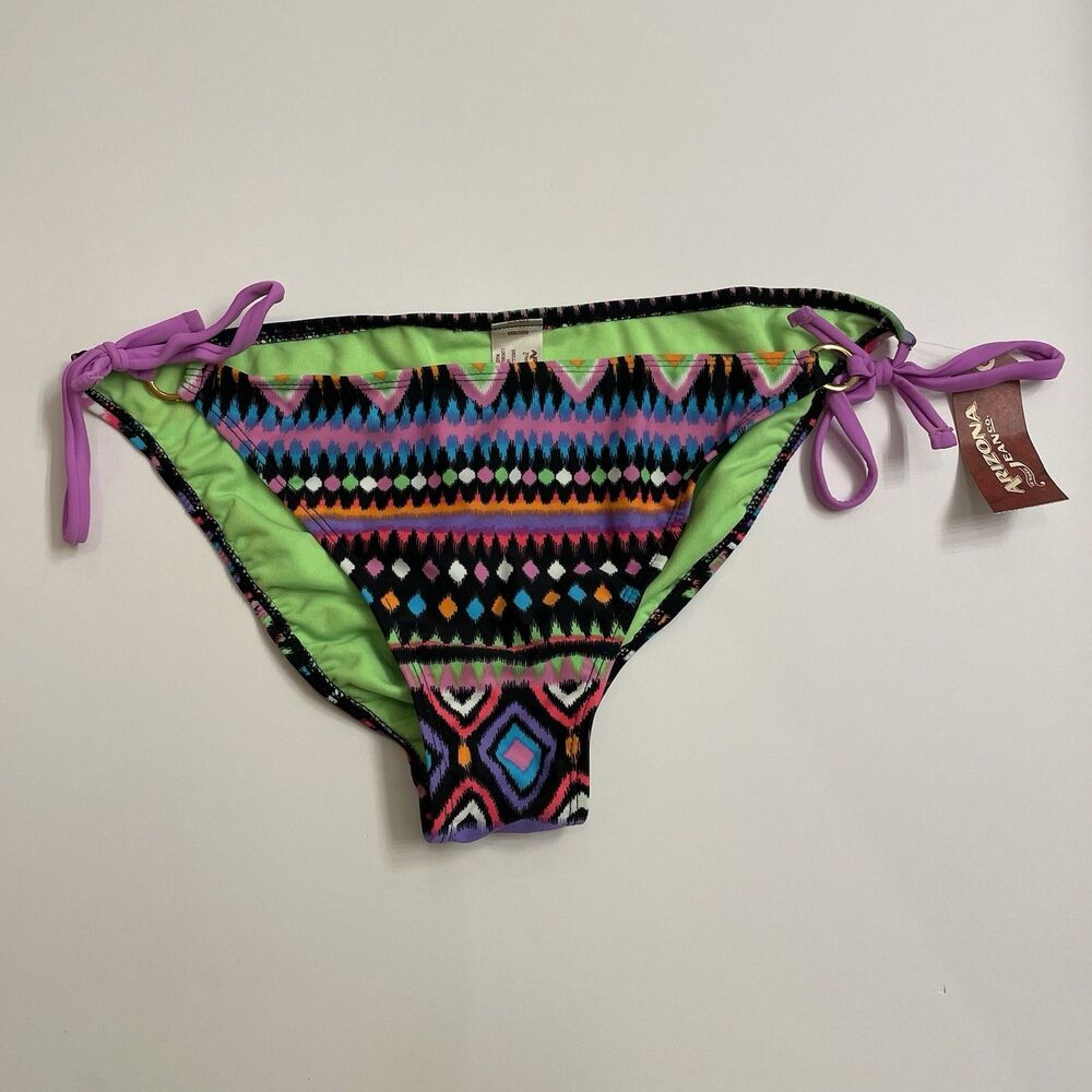 Arizona Jeans & Co. Bikini Bottoms Black Neon Geometric Junior Size Large